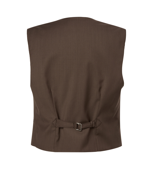 오피신 제네랄 여성 [OFFICINE GENERALE WOMEN] 브라운 패턴 울 베스트 진한 브라운 착용컷
