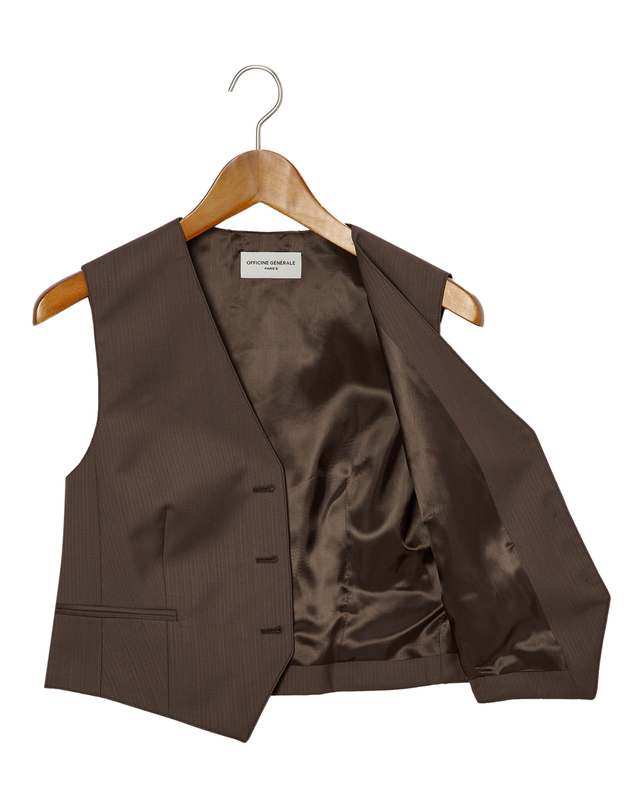 오피신 제네랄 여성 [OFFICINE GENERALE WOMEN] 브라운 패턴 울 베스트 진한 브라운 착용컷