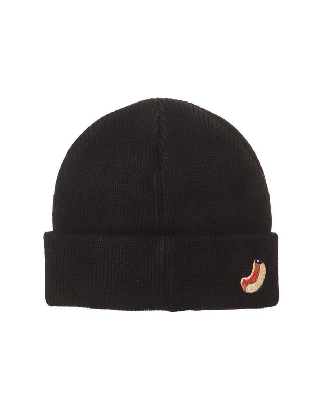 위캔더스 HOT DOG EMBROIDERY BASIC BEANIE (BLACK) 블랙 착용컷