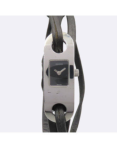 [중고]고이비토 구찌 6100L 은장 팔찌 가죽 밴드 여성용 시계 [의정부신세계점] UB0141GU