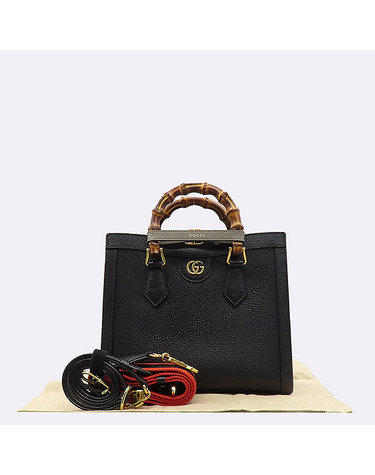 [중고]고이비토 구찌 660195 블랙 컬러 레더 다이애나 뱀부 토트백 스몰 2WAY K29288GU