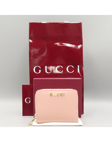 [중고]고이비토 구찌 772639 핑크 레더 GUCCI 금장 로고 스크립트 반지갑 60035wp