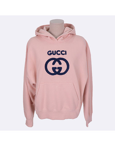 [중고]스미스마켓 구찌 GUCCI(구찌) 768122 인디 핑크 컬러 인터로킹 로고 여성용 후드 티셔츠 - M사이즈 K30528GU