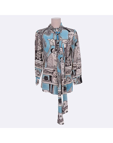 [중고]스미스마켓 구찌 GUCCI(구찌) 443490 멀티 패턴 여성용 실크 블라우스 - 38사이즈 K30536GU