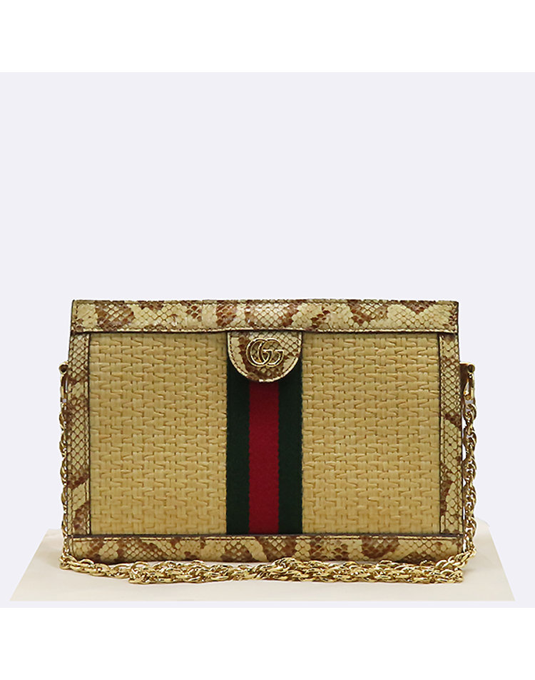 GUCCI 구찌 [중고] [중고명품] [중고]고이비토 구찌 503877 뱀피 레더 GG 수프림 Straw 디테일 오피디아 금장 체인 숄더백 60293wp CJ14XX09707