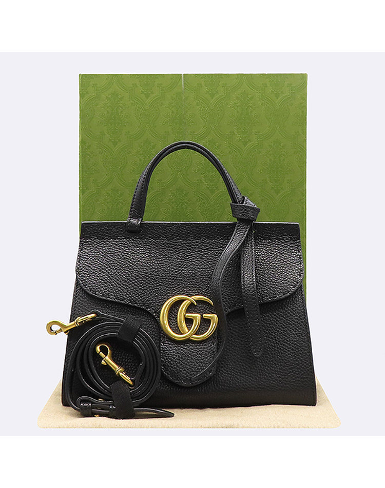 GUCCI 구찌 [중고] [중고명품] [중고]고이비토 구찌 442622 블랙 GG MAMONT 마몬트 미니 금장로고 락 장식 플랩 탑 핸들 토트백 + 숄더 스트랩 2WAY 60295wp CJ14XX0971