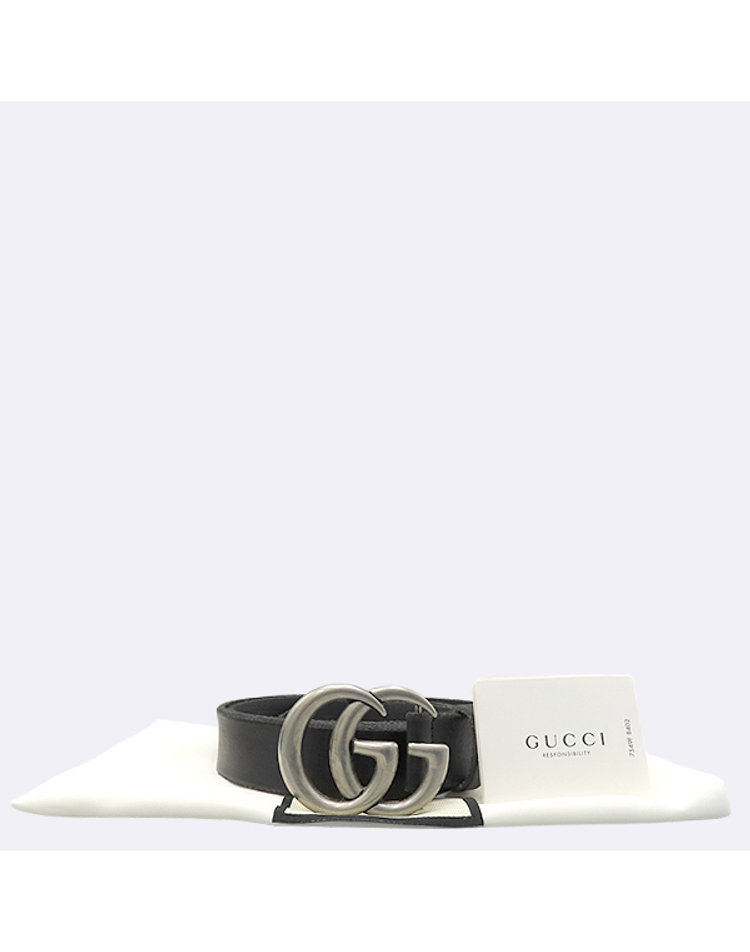 GUCCI 구찌 [중고]고이비토 구찌 414516 블랙 레더 GG 은장 마몬트 남여공용 벨트 K30556GU
