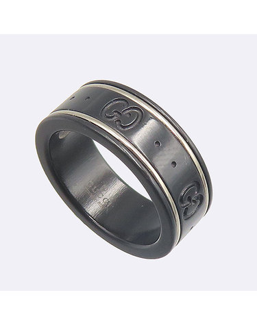 [중고]고이비토 구찌 225985 18K 화이트 골드 블랙 세라믹 ICON(아이콘) 반지 - 9호 K25562GU