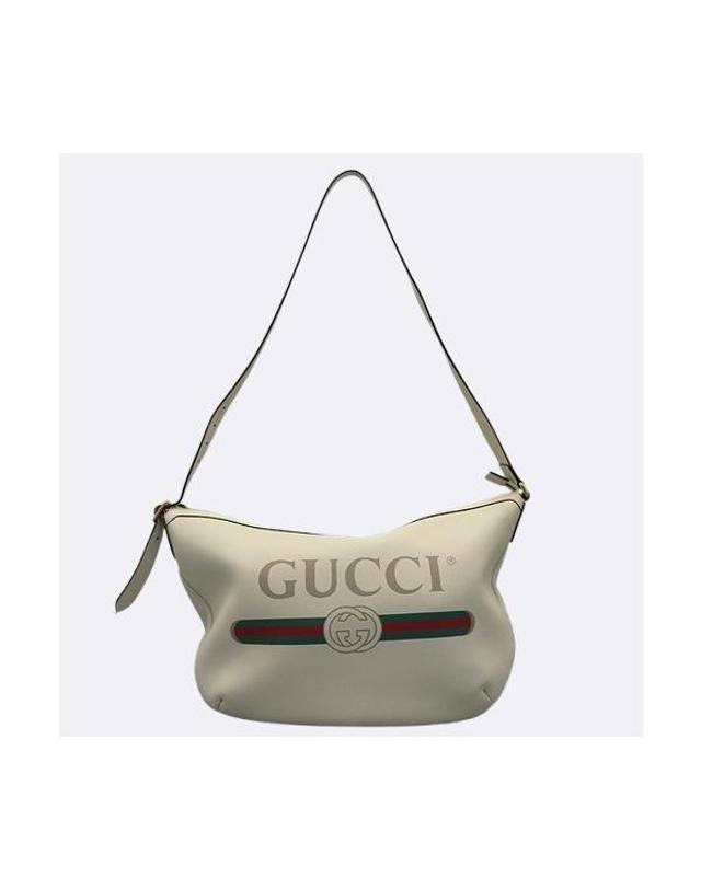 구찌 [중고명품] [중고]고이비토 구찌 523588 아이보리 레더 GUCCI 프린팅 호보 숄더백 겸 크로스백 K27097GU 착용컷