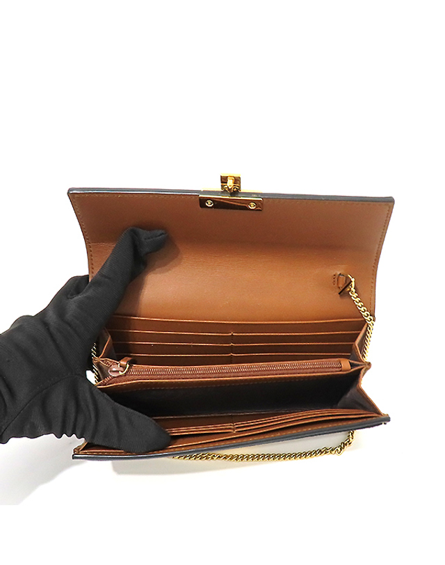 구찌 [중고명품] [중고]고이비토 구찌 453506 GG로고 PVC 블랙 레더 페들락 장지갑 겸 체인 숄더백 K13710GU 착용컷