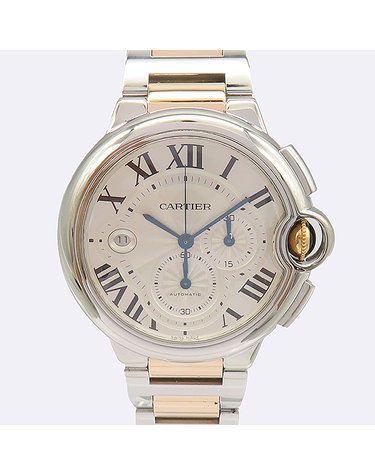 [중고]고이비토 까르띠에 W6920063 18K 핑크 골드 콤비 발롱블루 44MM 크로노그래프 오토매틱 남성용시계 K6135C