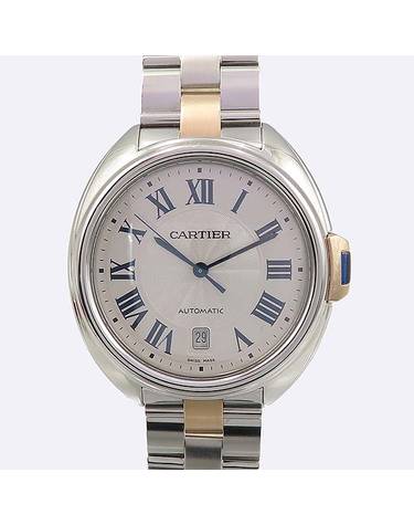 [중고]고이비토 까르띠에 W2CL0002 끌레 드 까르띠에 40mm 18K 핑크골드 콤비 오토메틱 남성용 시계 K5596C
