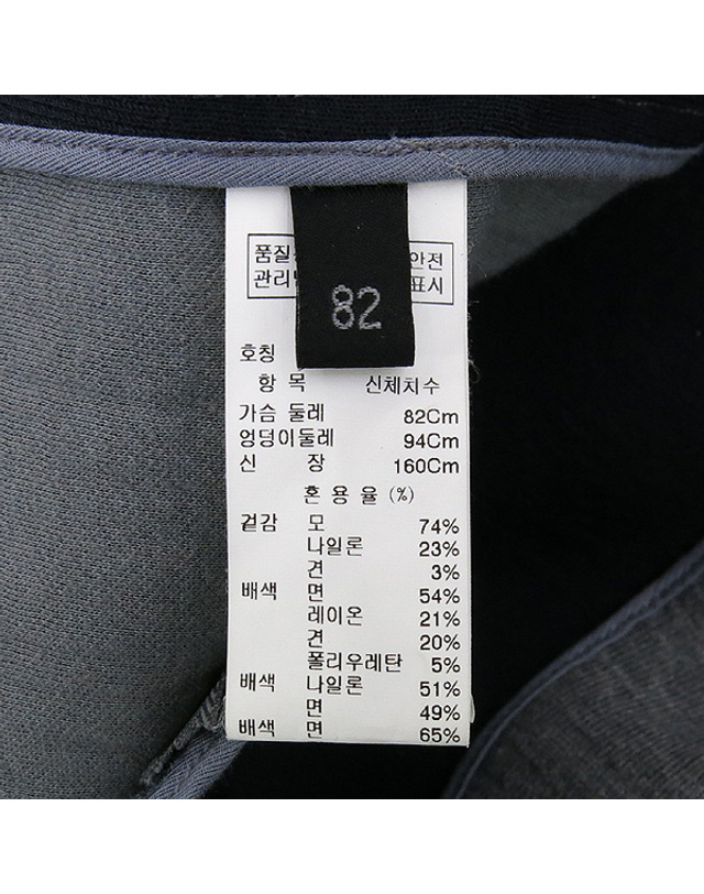 랑방 [중고명품] [중고]스미스마켓 랑방 컬렉션 그레이컬러 양가죽 배색 집업 차이나카라 여성용자켓 K0399LANV 착용컷