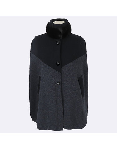 [중고]스미스마켓 루이비통 943033 그레이 울/캐시미어 혼방 밍크 벌키 가디건 케이프 K47901LV