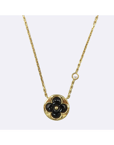 [중고]고이비토 루이비통 Q03790 750 옐로우골드 컬러 블라썸 (Color Blossom) BB 선 펜던트, 옐로우 골드, 오닉스와 다이아몬드 목걸이 [의정부신세계점] UB050
