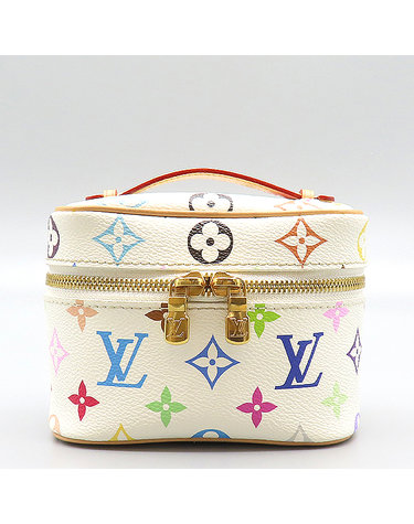 [중고]고이비토 루이비통 M27941 화이트 멀티컬러 모노그램 캔버스 무라카미 다카시 LV x TM 니스 나노 베니티 케이스 파우치 토트백 K49258LV