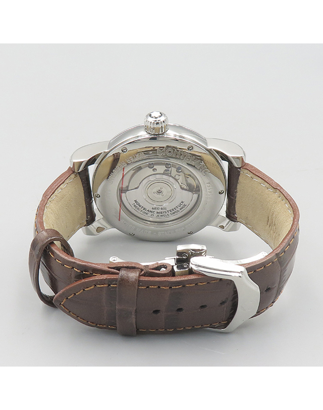 몽블랑 [중고명품] [중고]고이비토 몽블랑 7102 실버 다이얼 42MM 로마 인덱스 스타 데이트 시스루백 오토매틱 가죽밴드 남성용 시계 K1982MO 착용컷