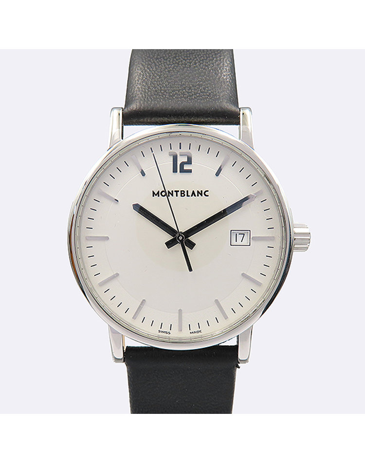 [중고]고이비토 몽블랑 7093 STAR CLASSIQUE 스타 클래시크 은장 라운드 블랙 가죽 밴드 남성용시계 K2194MO