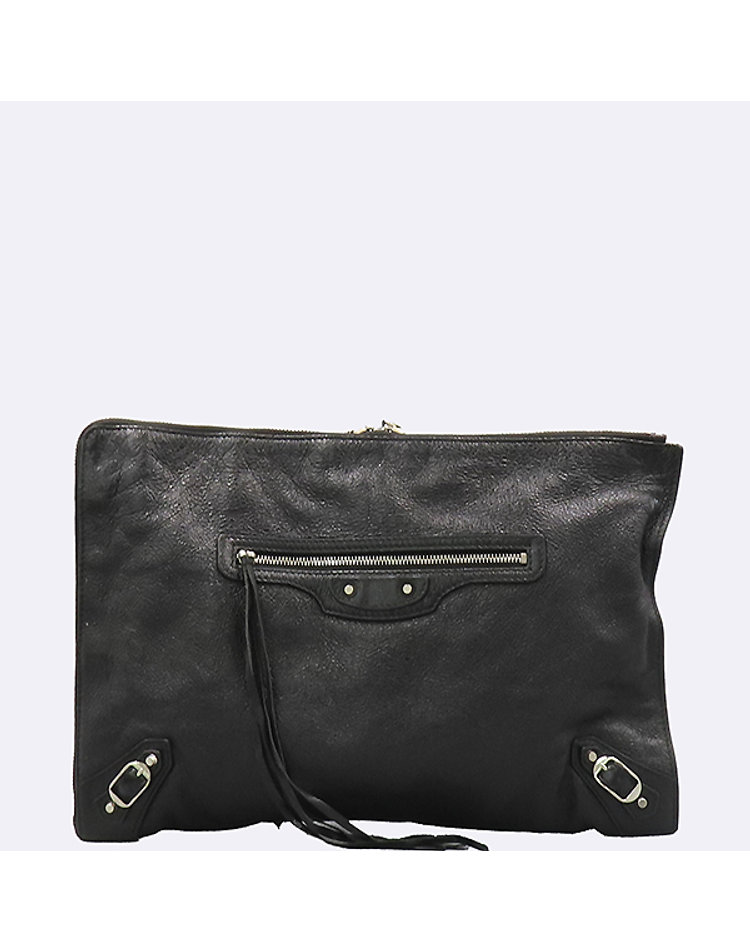 BALENCIAGA 발렌시아가 [중고] [중고명품] [중고]고이비토 발렌시아가 362967 블랙 레더 클래식 모터 집업 장식 클러치백 [의정부신세계점] 60287wp CK32XX01531