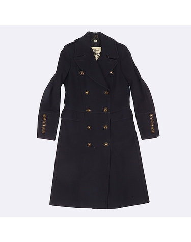 [중고]스미스마켓 버버리 3949064 LONDON 네이비컬러 울 혼방 견장 더블 버튼 디테일 여성용 코트 - 36 S사이즈 K9652BU