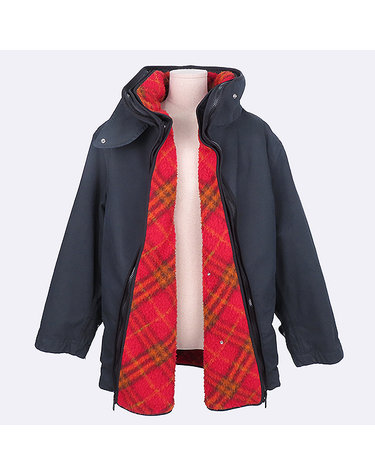 [중고]스미스마켓 버버리 8099345 블랙컬러 패브릭 코튼 캔버스 체크 워머 혼방 Detachable 여성용 하프코트 - S사이즈 K9690BU