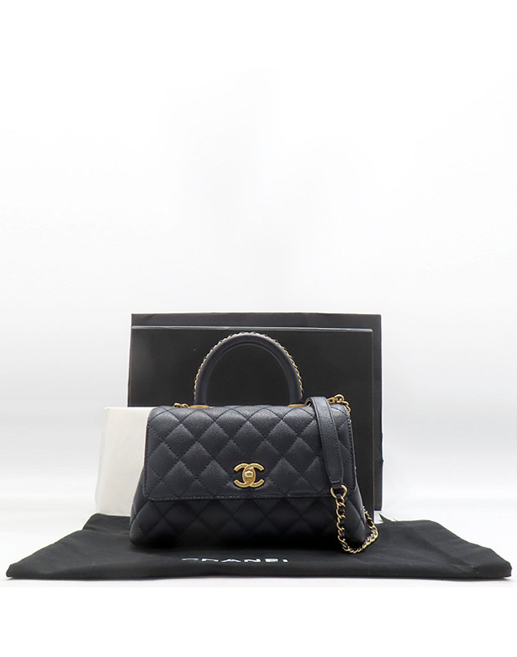 CHANEL 샤넬 [중고] [중고명품] [중고]고이비토 샤넬 A92990 네이비 캐비어 그레인드 COCO로고 코코핸들 스몰 체인 플랩 토트백 + 체인스트랩 2WAY 60235wp CK71XX00494