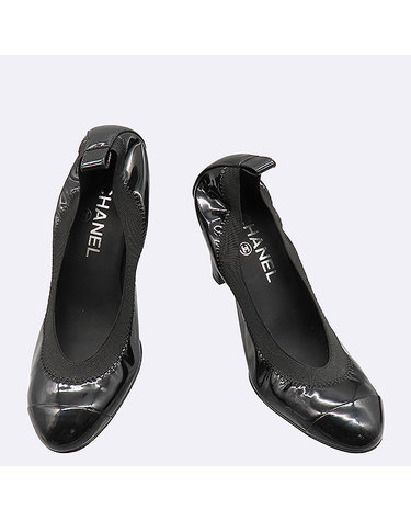 [중고]스미스마켓 샤넬 (미사용) G26644 블랙 페이던트 레더 발렛 펌프스 구두 K16516CH