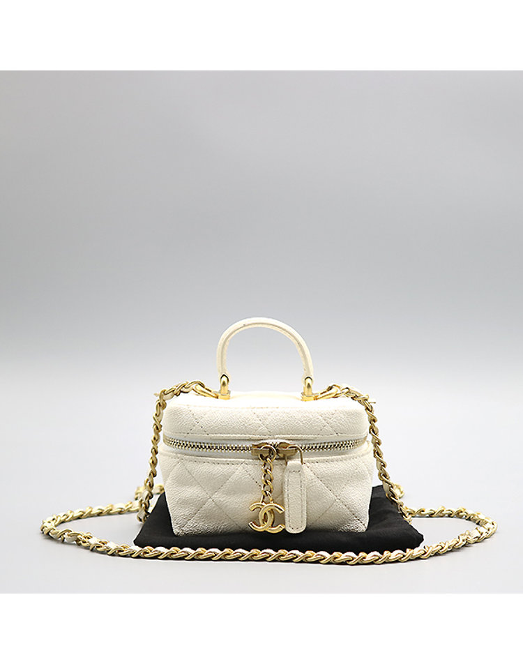 CHANEL 샤넬 [중고] [중고명품] [중고]고이비토 샤넬 AP2194 화이트 캐비어 스킨 베니티 코스메틱 파우치 체인 백 K17130CH CK73XX04944