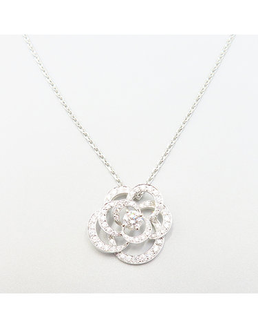 [중고]고이비토 샤넬 J2530 18K 화이트 골드 브릴리언트 컷 다이아 Fil de Camlia 필 드 까멜리아 라지 팬던트 목걸이 K15747CH