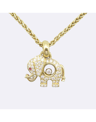 [중고]고이비토 쇼파드 792252 18K 골드 해피 무빙 다이아 0.47CT Elephant(코끼리) 루비 셋팅 펜던트 목걸이 61338wp