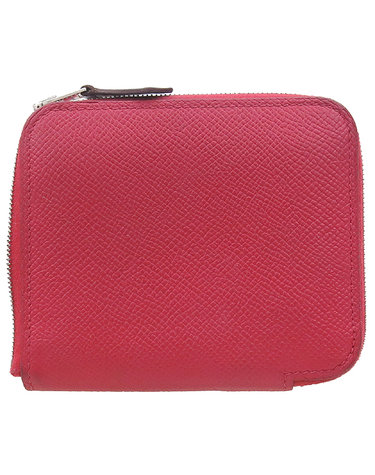 [중고]고이비토 에르메스 핑크 컬러 앱송 레더 SILKIN(실크 인) 아잡 COMPACT(컴팩트) 짚업 반지갑 K2689H