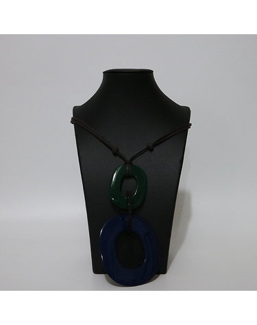 [중고]고이비토 에르메스 KARA(카라) BOIS LAQUE 블루 / 그린 호른 팬던트 목걸이 K3755H