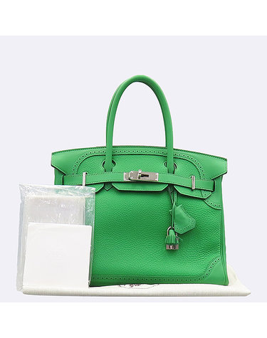 [중고]고이비토 에르메스 그린컬러 레더 BIRKIN 벌킨 30 태슬 윙팁 스탬프 디테일은장로고 턴락 토트백[GHILLES LIMITED EDITION] K5131H