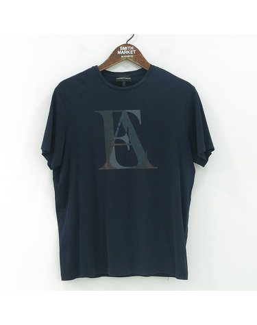 [중고]스미스마켓 아르마니 네이비 컬러 EA 프린팅 라운드 넥 남성용 티셔츠 K3595AR