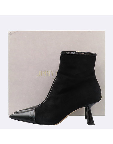 [중고]스미스마켓 지미추 블랙 스웨이드 애나멜 포인트 앵클 부츠 - 240MM K0721JMM
