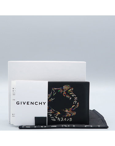 [중고]고이비토 지방시 BK6003K0YV960 블랙 레더 로고 글리치 카드지갑 K2284GIV