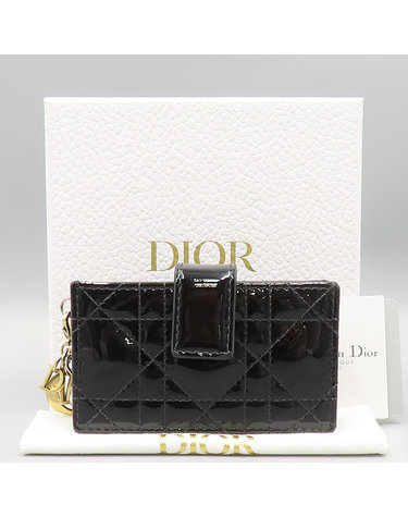 [중고]고이비토 디올 S0074OVRB 블랙 페이던트 레더 까나쥬 Lady Dior Jasmine 레이디 디올 재스민 아코디언 포켓 카드 지갑 K5011CD