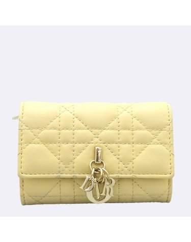 [중고]고이비토 디올 S0966ONMJ 옐로우 램스킨 까나쥬 My Dior Glycine (마이 디올 글리신) 미니 카드지갑 K5153CD