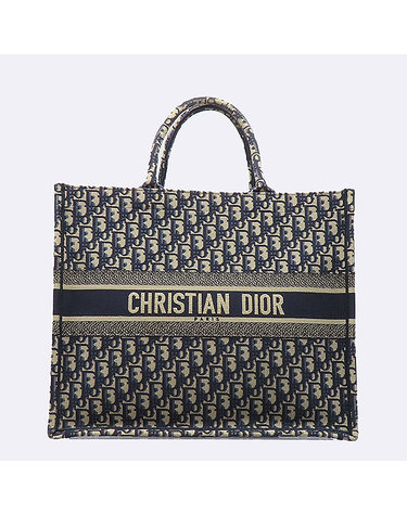 [중고]고이비토 디올 M1286ZRIW_M828 에크루 & 블루 Dior Oblique 오블리크 자수 자가드 Dior Book Tote 북 토트 라지 토트백 K5174CD