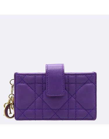 [중고]고이비토 디올 S0074ONMJ 퍼플 레더 Lady Dior Jasmine 아코디언 카드 지갑 61171wp