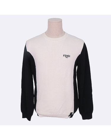 [중고]스미스마켓 펜디 FZY471 블랙 앤 화이트 배색 펜디 로고 남성 니트 - 52 60676wp