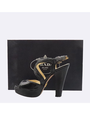 [중고]스미스마켓 프라다 블랙 레더 플랫폼 여성용 샌들 - 220MM 59794wp