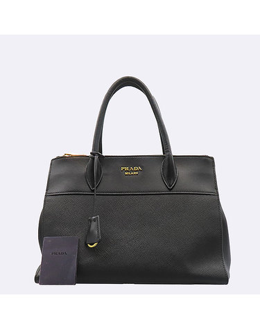 [중고]고이비토 프라다 1BA102 NERO/BEGONIA 블랙 레더 SAFFIANO CITY(사피아노 시티) 토트백 60868wp