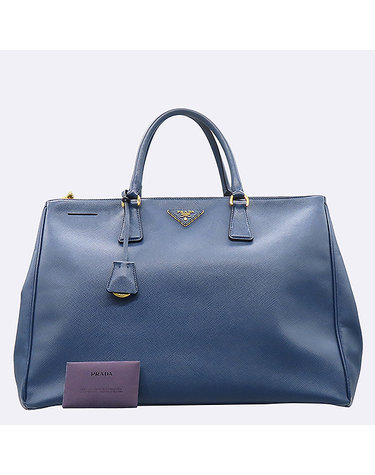 [중고]고이비토 프라다 BN1844 블루 SAFFIANO LUX 사피아노 럭스 삼각 금장 로고 토트백 60885wp