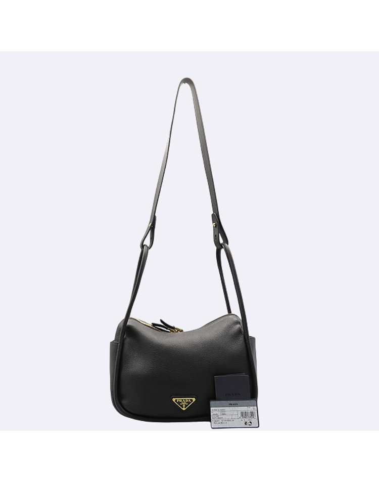 PRADA 프라다 [중고] [중고명품] [중고]고이비토 프라다 1BA451 블랙 소프트 그레인 레더 달링 토트백 + 숄더스트랩 2-WAY 60315wp CM53XX04563