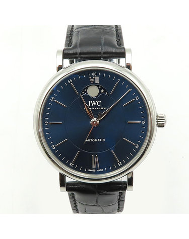[중고]고이비토 IWC IWC(아이더블유씨) IW459402 PORTOFINO 포르토피노 오토매틱 문페이즈 엘리게이터 레더 스트랩 남성용 시계 K0174IWC