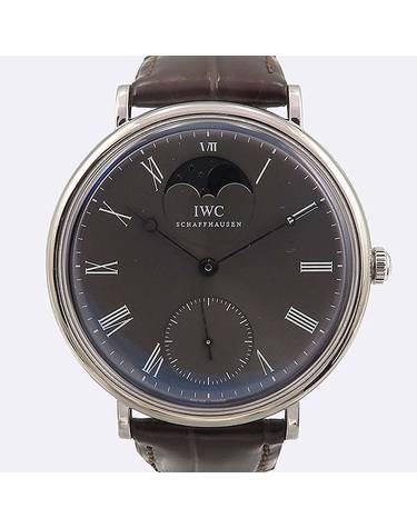 [중고]고이비토 IWC IWC IW544804 포르토피노 핸드운드 문페이즈 18K 화이트골드 금통 베젤 46MM 가죽밴드 남성용 시계 K0215IWC