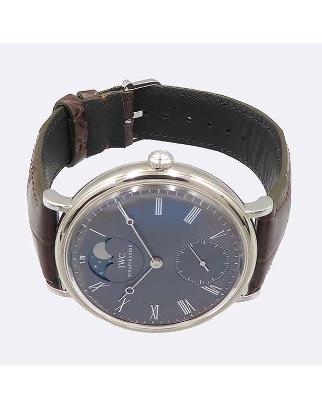 아이더블유씨 [중고명품] [중고]고이비토 IWC IWC IW544804 포르토피노 핸드운드 문페이즈 18K 화이트골드 금통 베젤 46MM 가죽밴드 남성용 시계 K0215IWC 착용컷