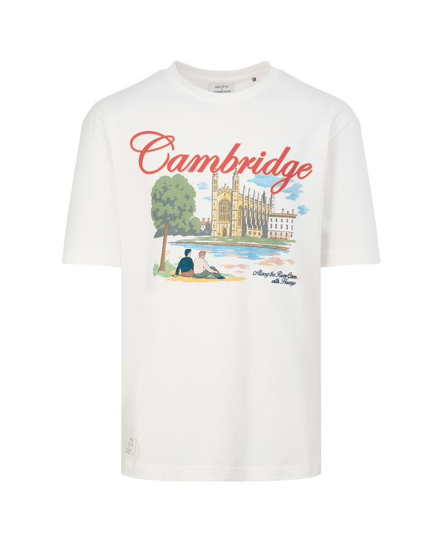 캠브리지 유니버시티 [HAZZYS X CAMBRIDGE] 화이트 로고자수 면 반팔티셔츠 흰색 상세