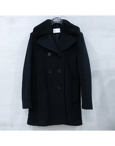 [중고]스미스마켓 산드로 블랙 컬러 여성용 피코트 K0012SADR